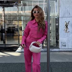 SLA the label Pink faux leather set (jacket + trousers)